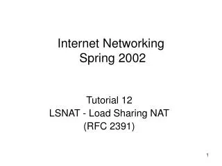 Internet Networking Spring 2002