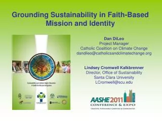 Grounding Sustainability in Faith-Based Mission and Identity