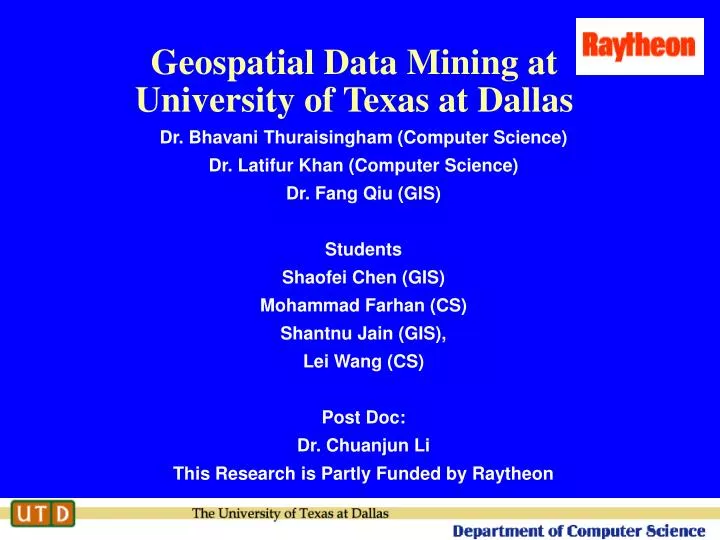 geospatial data mining at university of texas at dallas