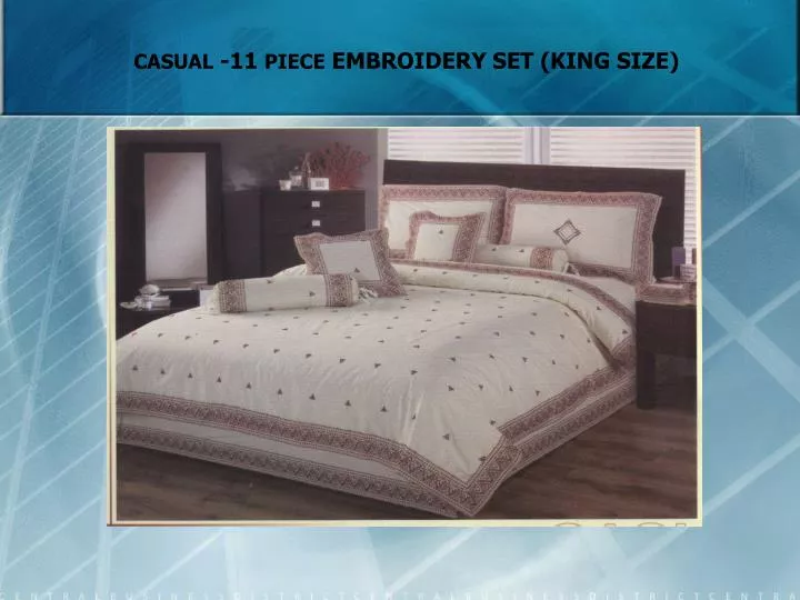 casual 11 piece embroidery set king size