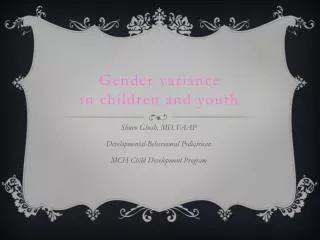 Gender variance in children and youth