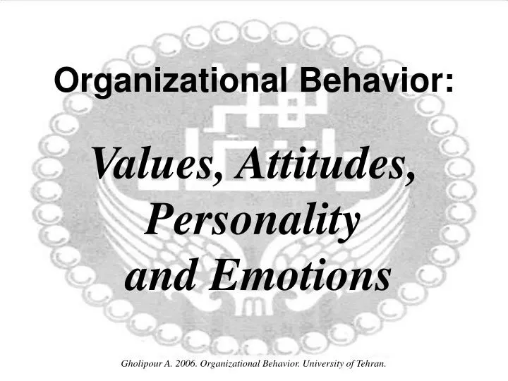 organizational behavior values attitudes personality and emotions