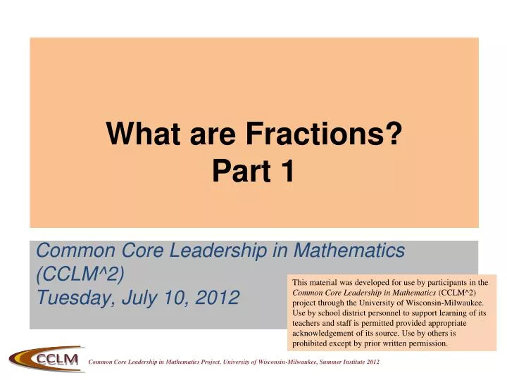 what are fractions part 1