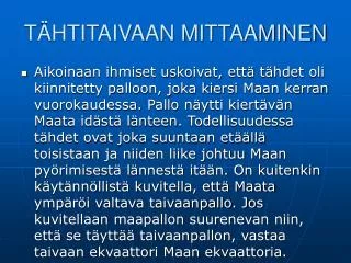 t htitaivaan mittaaminen