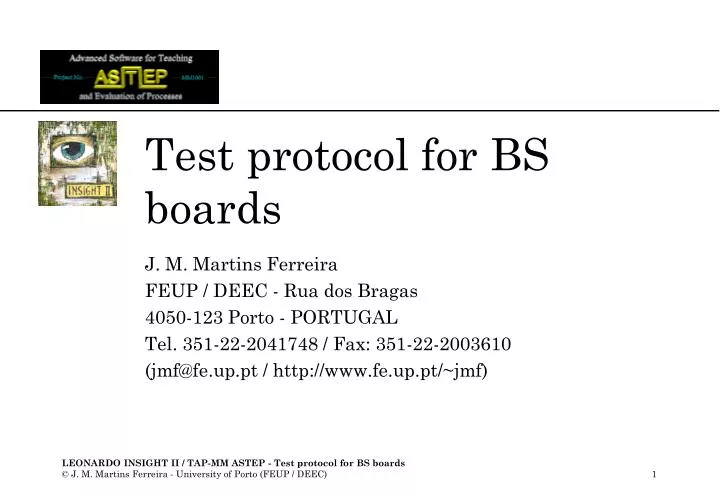 test protocol for bs boards