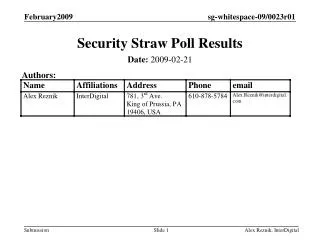 Security Straw Poll Results