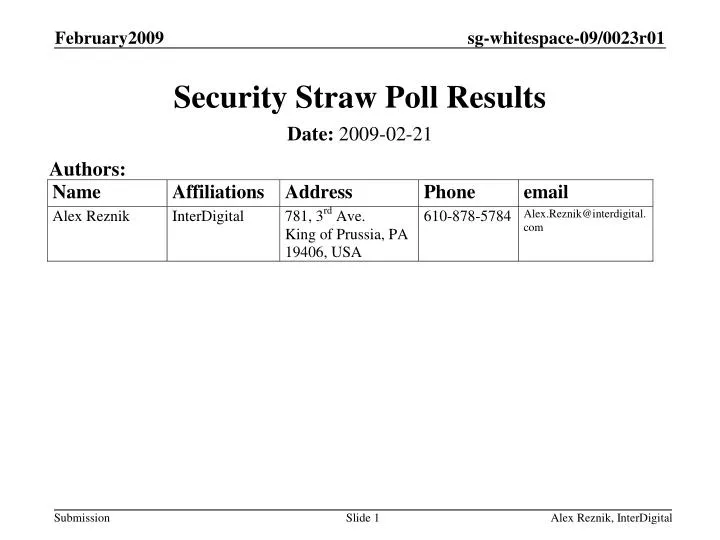 security straw poll results