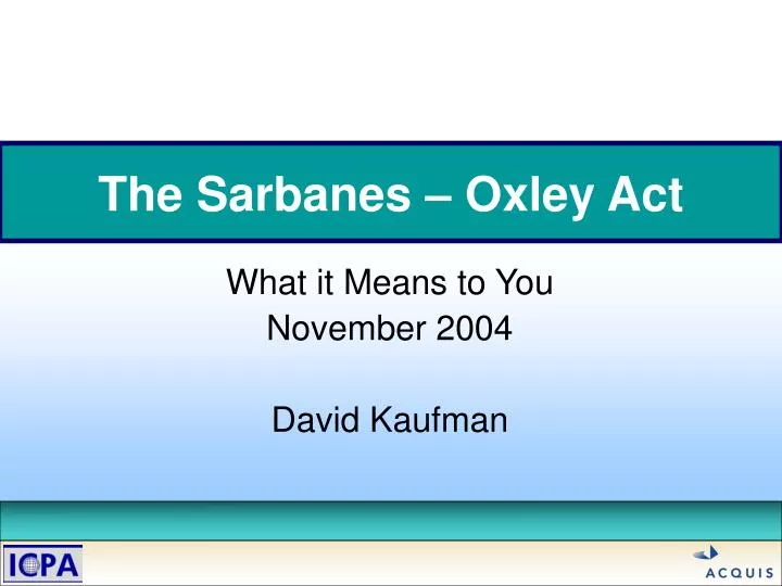 the sarbanes oxley act