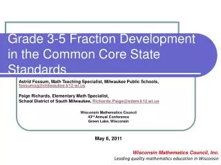 Grade 3-5 Fraction Development in the Common Core State Standards