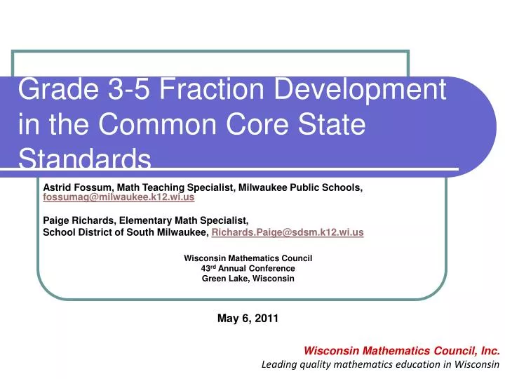 grade 3 5 fraction development in the common core state standards