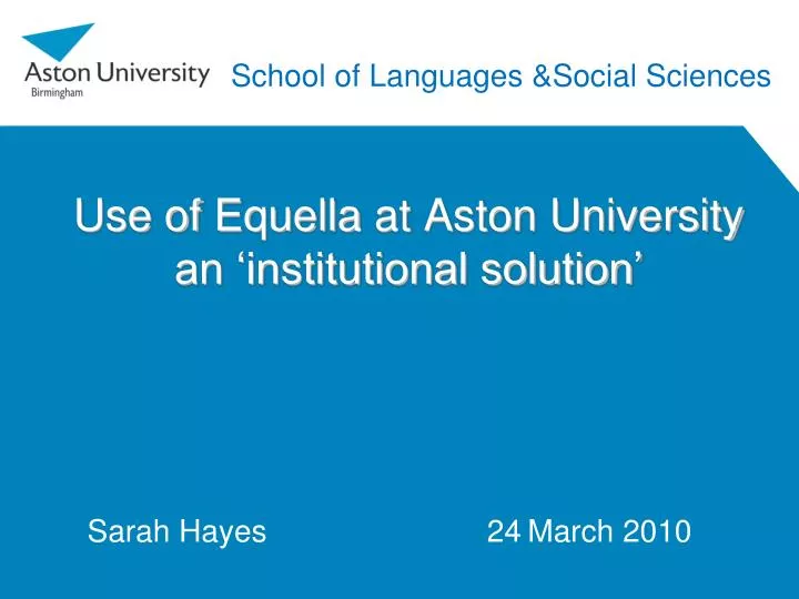 use of equella at aston university an institutional solution