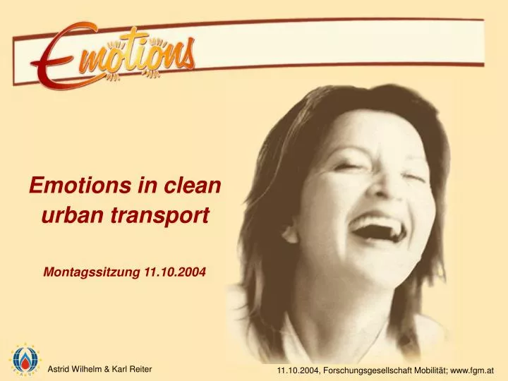 emotions in clean urban transport montagssitzung 11 10 2004