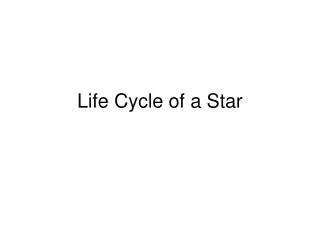 life cycle of a star