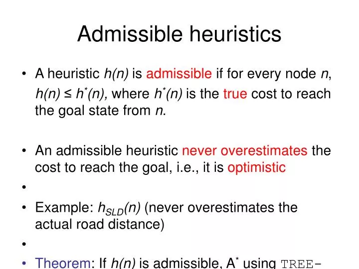 admissible heuristics