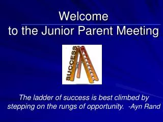 Welcome to the Junior Parent Meeting
