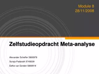 zelfstudieopdracht meta analyse