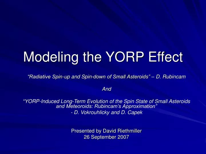 modeling the yorp effect