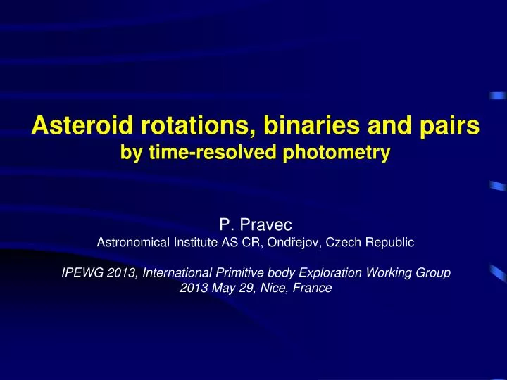 asteroid rotations binaries and pairs by time resolved photometry