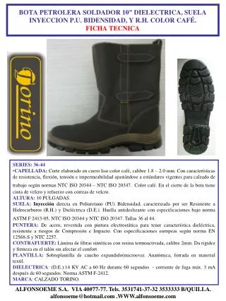 bota petrolera soldador 10 dielectrica suela inyeccion p u bidensidad y r h color caf ficha tecnica