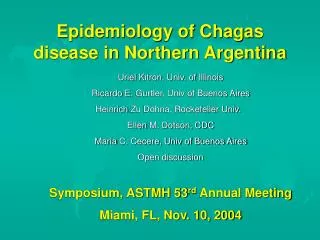 Epidemiology of Chagas disease in Northern Argentina