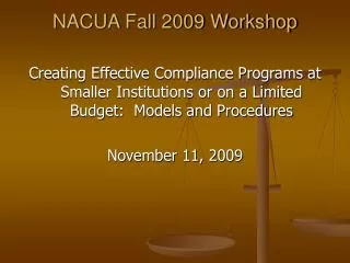 NACUA Fall 2009 Workshop