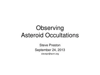Observing Asteroid Occultations