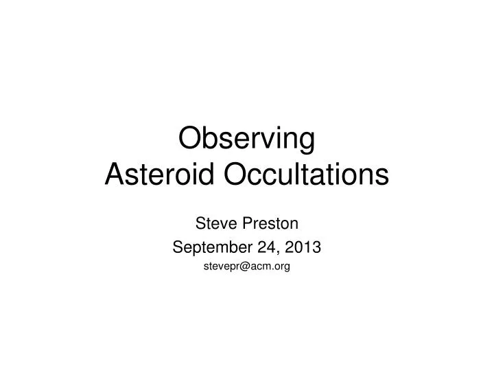 observing asteroid occultations