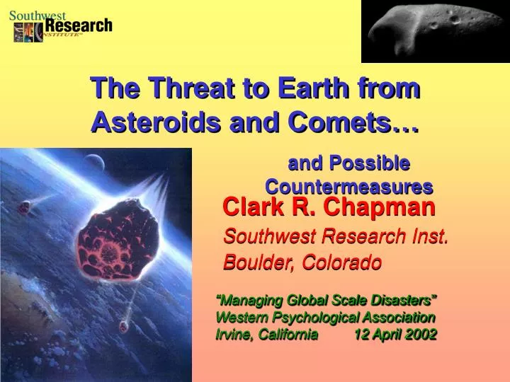 clark r chapman southwest research inst boulder colorado