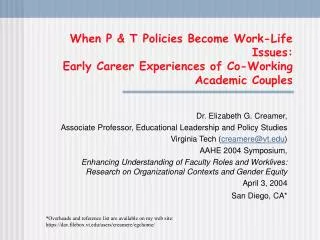 Dr. Elizabeth G. Creamer, Associate Professor, Educational Leadership and Policy Studies
