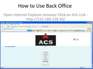 How to Use Back Office