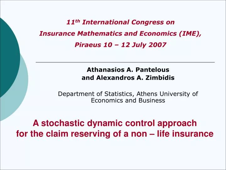 a stochastic dynamic control approach for the claim reserving of a non life insurance