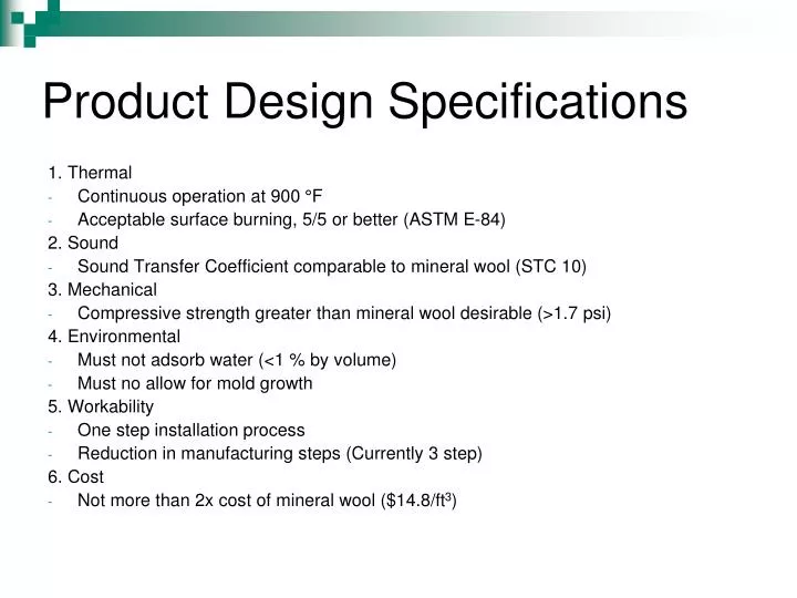 product design specifications