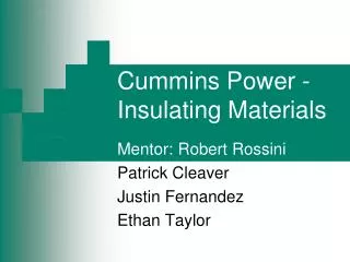 Cummins Power - Insulating Materials
