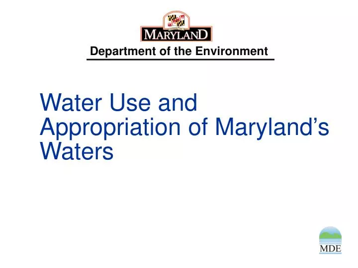 water use and appropriation of maryland s waters