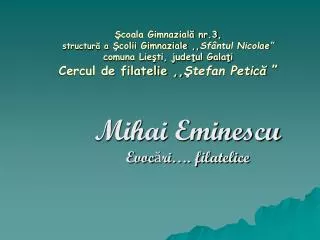 mihai eminescu evoc ri filatelice