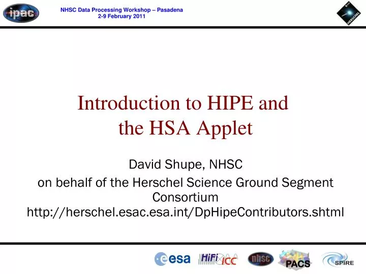 introduction to hipe and the hsa applet