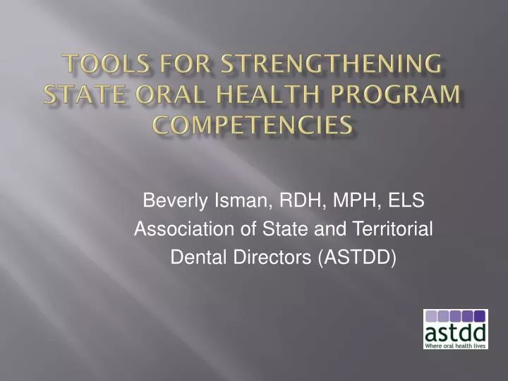 tools for strengthening state oral health program competencies