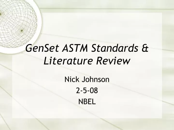 genset astm standards literature review