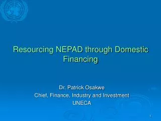 Resourcing NEPAD through Domestic Financing