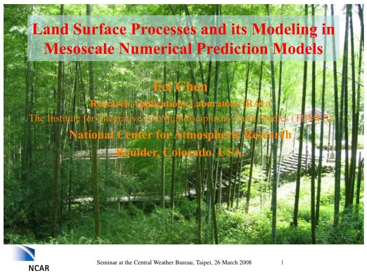 land surface processes and its modeling in mesoscale numerical prediction models