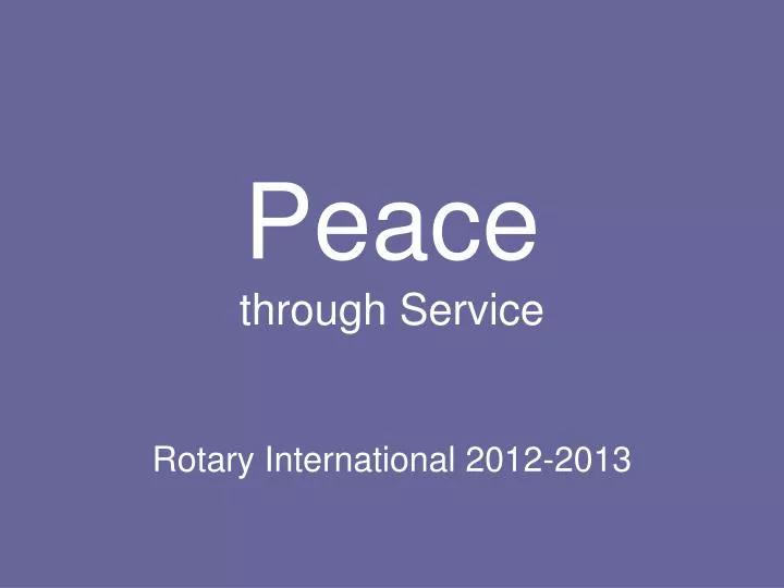 peace through service