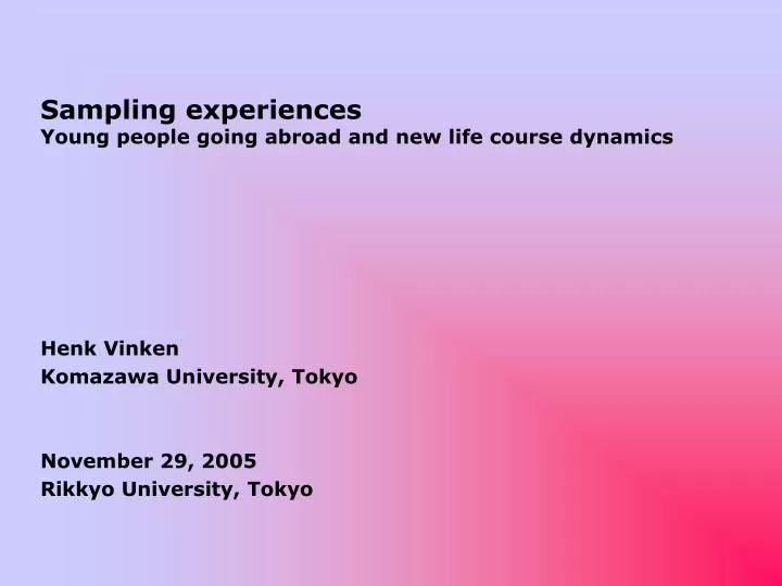 sampling experiences young people going abroad and new life course dynamics