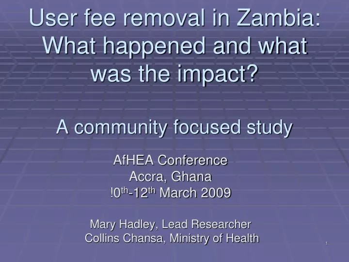 user fee removal in zambia what happened and what was the impact a community focused study