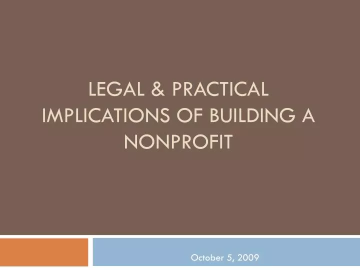 legal practical implications of building a nonprofit