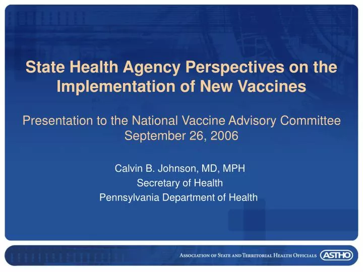 calvin b johnson md mph secretary of health pennsylvania department of health