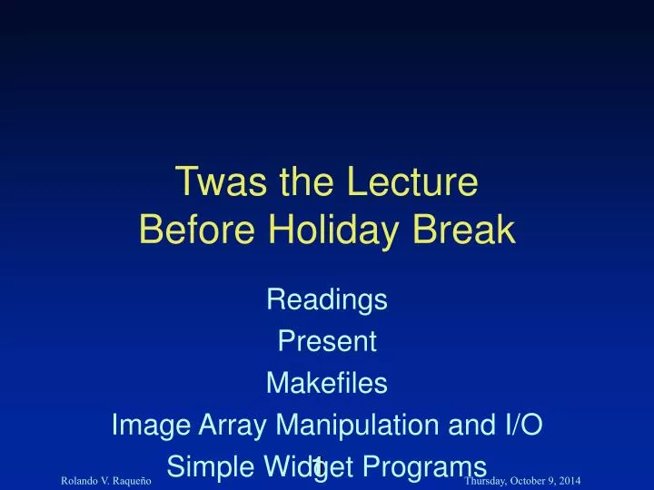 twas the lecture before holiday break