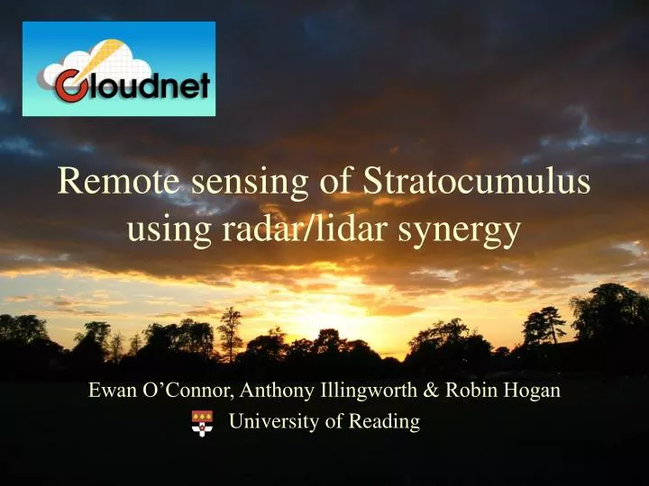 remote sensing of stratocumulus using radar lidar synergy