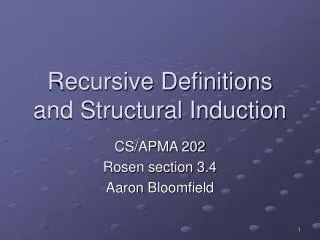 Recursive Definitions and Structural Induction