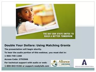 Double Your Dollars: Using Matching Grants The presentation will begin shortly.