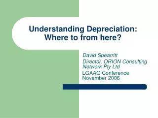 Understanding Depreciation: Where to from here?